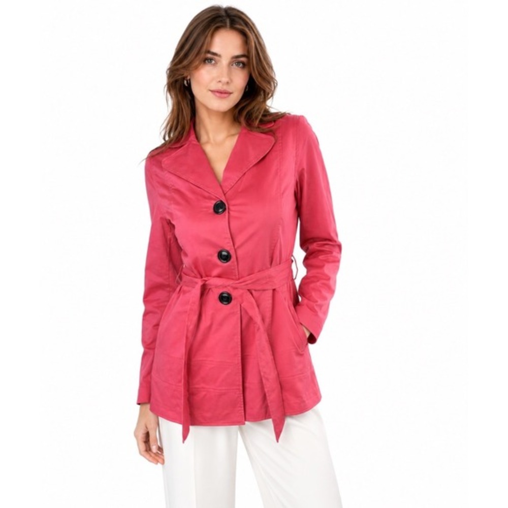 Jules & Leopold Pink Belted Trench Coat Jacket M Corporate Career‎ Preppy 58-05